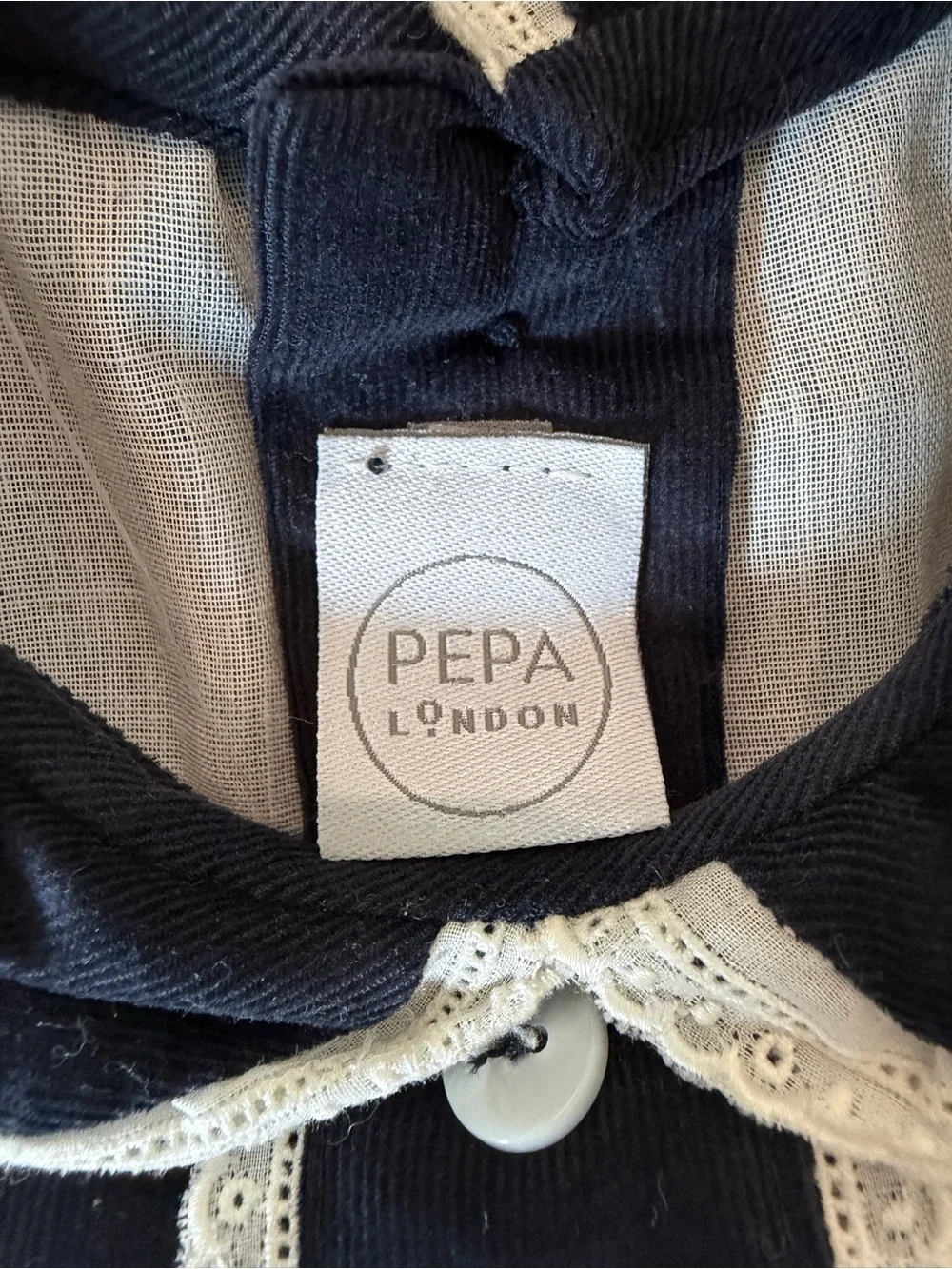 💙 Pepa London Classic Navy Long-Sleeve Girls' Formal Dress with White Trim - Picture 3 of 8